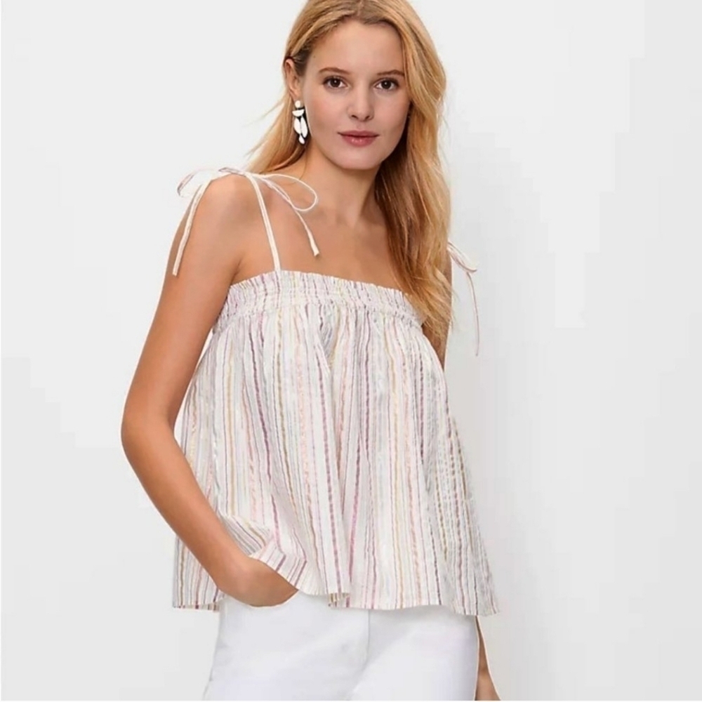Loft Spaghetti Strap Striped Casual Crop Top- size XS